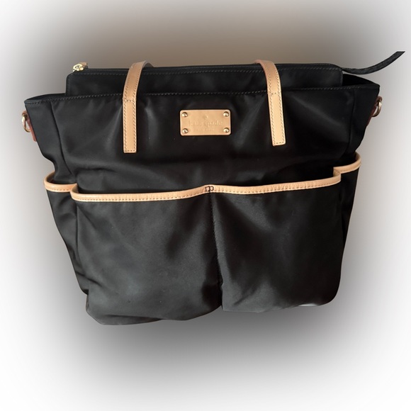 kate spade Handbags - kate spade Black Nylon Tote with Light Tan Trim and Front Pockets